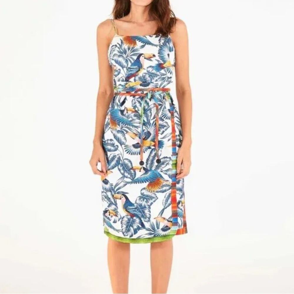 Farm Rio Flying Toucans Open Back Dress, Size:XL